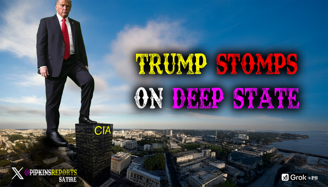 Trump Stomping on fictional CIA building